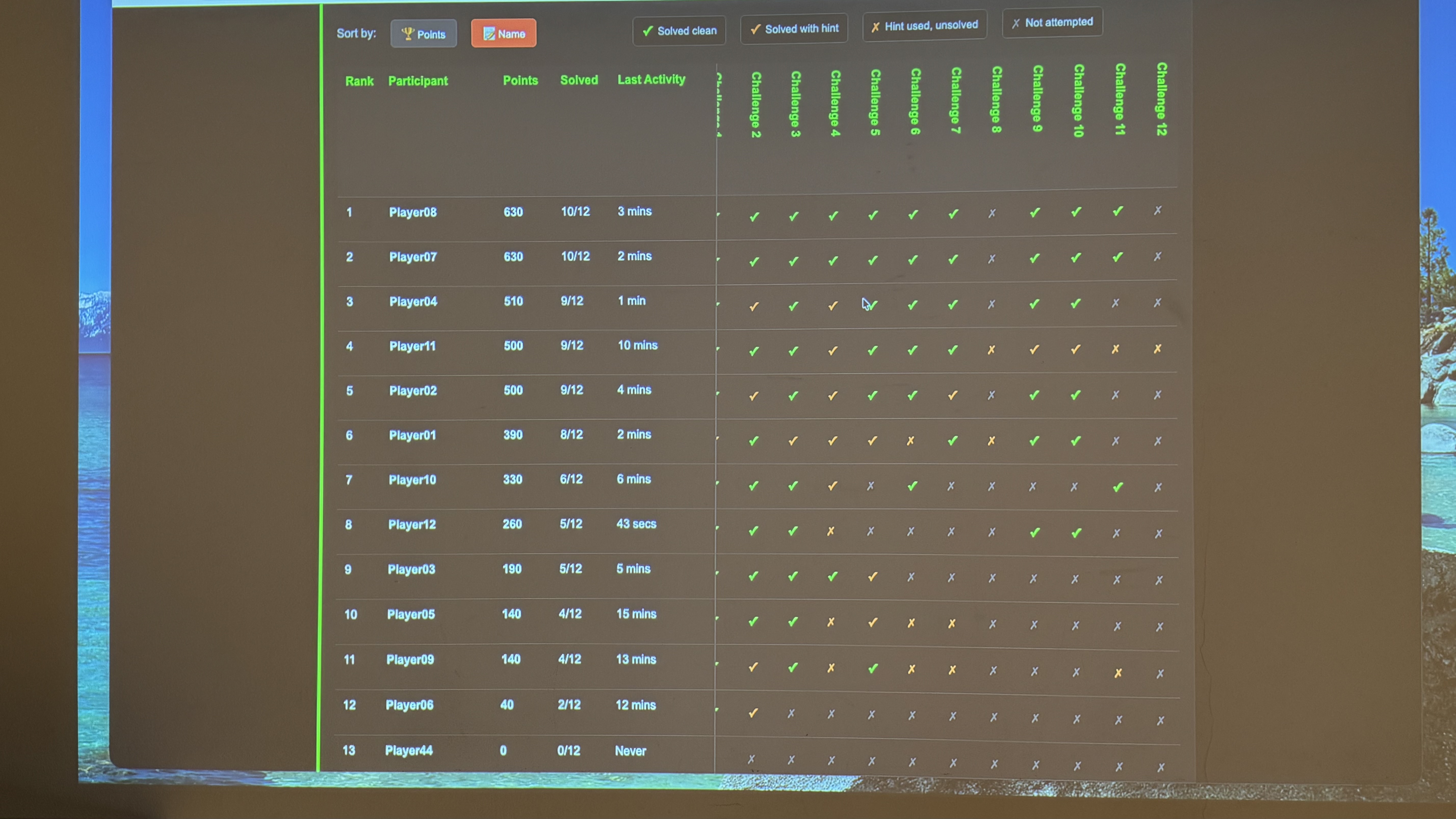 The leaderboard
