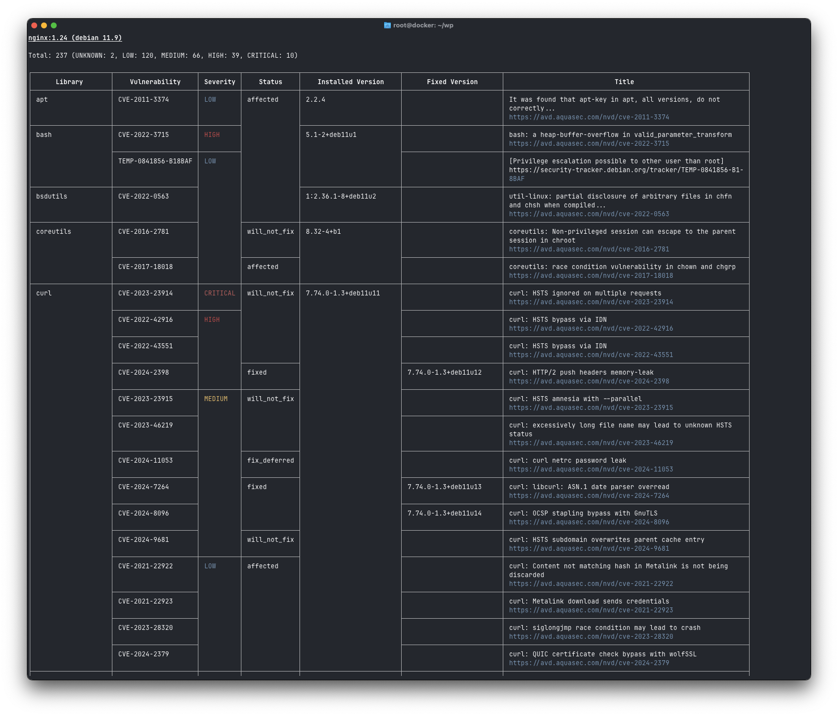 Scanning Nginx 1.24